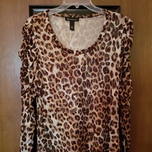 I.N.C. Lace Leopard Print Top
